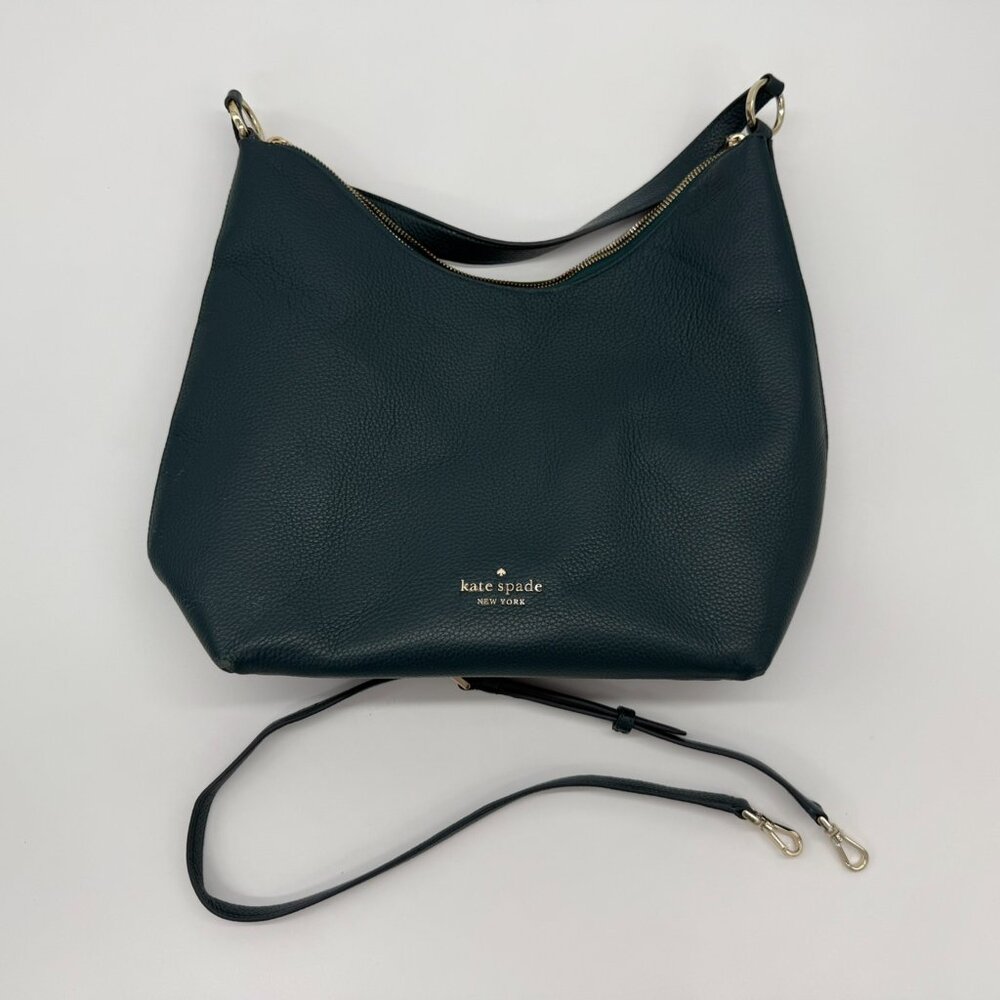 Kate Spade zippy pebbled leather shoulder bag Green